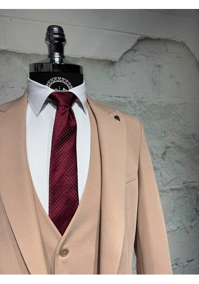 Dupont Classics Dupont Erkek Slim Fit 6 Drop Tek Düğme Çift Yırtmaç Likralı Zara Kumaş Yelekli Takım Elbise Koyu Bej Dupont Classics Dupont Erkek Slim Fit 6 Drop Tek Düğme Çift Yırtmaç Likralı Zara Kumaş Yelekli Takım Elbise Koyu Bej