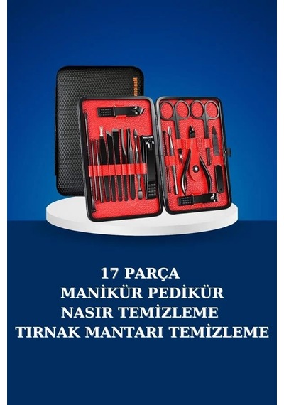 17 Parça Manikür Seti Taşınabilir Özel Çantalı El Ve Ayak Bakımı Tırnak Batığı Temizleme 79583082