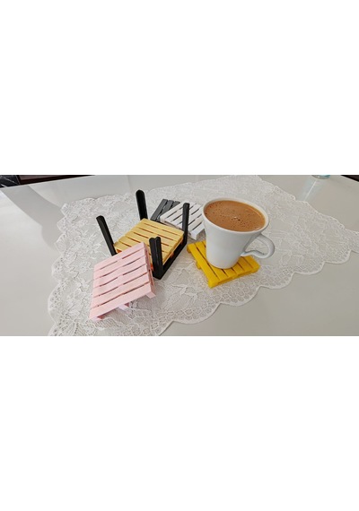 Palet Tasarımlı Bardak Altlığı 3d Baskı Masa Dekoru