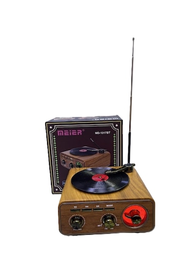 Md-1317bt Bluetooth Nostaljik Tasarım Hoparlör Radyo Plak Çalar Görünümlü Usb, Tf, Aux, Fm/am/sw