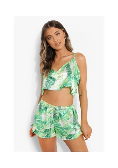 E-bulurum Kadın Yeşil Fırfırlı Şortlu Pijama Takımı
