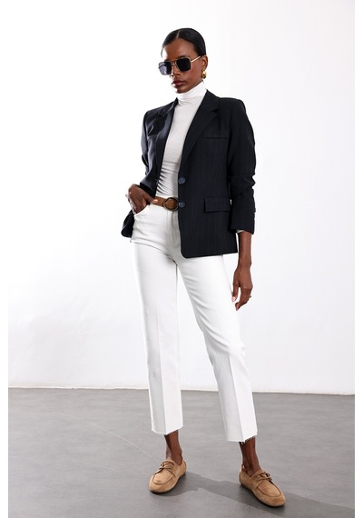 5in1Canpolat Lacivert Çizgili Blazer Ceket 17285