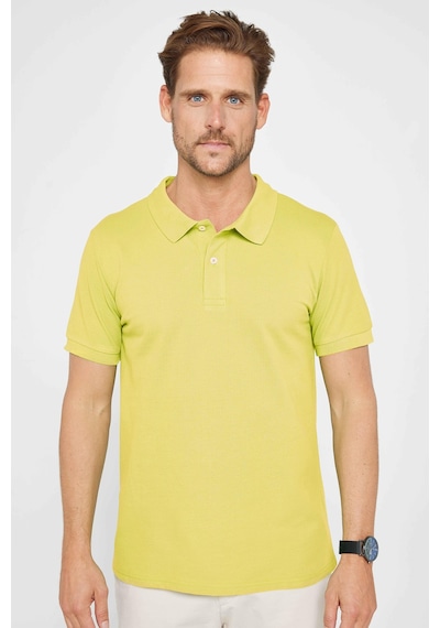 Tudors Erkek Slim Fit Dar Kesim %100 Pamuk Yeşil Polo Yaka Tişört-32785 Yeşil