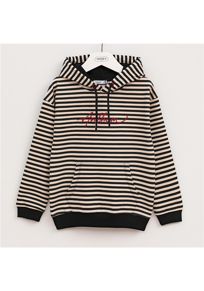 Wanex Erkek Çocuk Uzun Kol İnce Kapüşonlu Sweatshirt - 16310 Çizgili