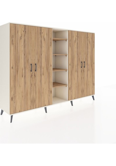 Hyperion Dolap 12 Raflı 4 Kapaklı 220x44x163 Aytaşı-çam Aytaşı-çam