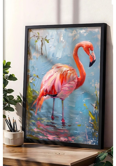 Flamingo Yağlı Boya Çerçeveli Tablo - Pop Art Poster Tablo