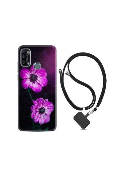 Infinix Hot 9 Play Kılıf Boyun Askılı Çiçekler 1869