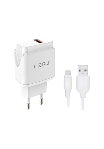 Hepu Hp-617 2.1a Usb Şarj Adaptörü İphone Ve İpad Uyumlu Lightning Kablo Dahildir