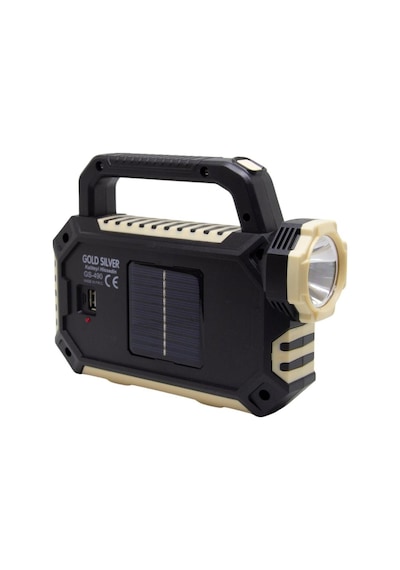 Gold Silver Gs 490 15w Güneş Enerjili Çok Fonksiyonlu Fener Siyah
