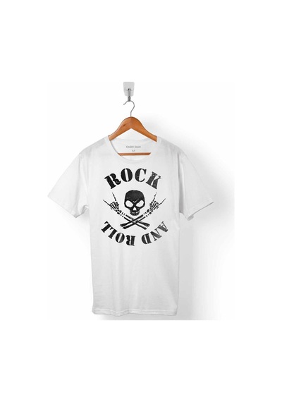 Rockn Roll Symbol Rock İşareti Kuru Kafa Skull Erkek Tişört