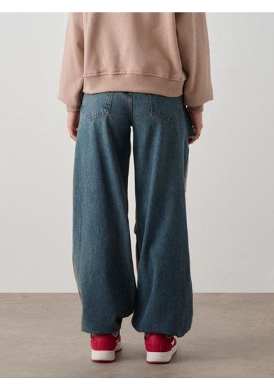 Zekids Kız Çocuk Kışlık Denim Garnilli 3 İplik Tasarım Pantolon-14776 Camel