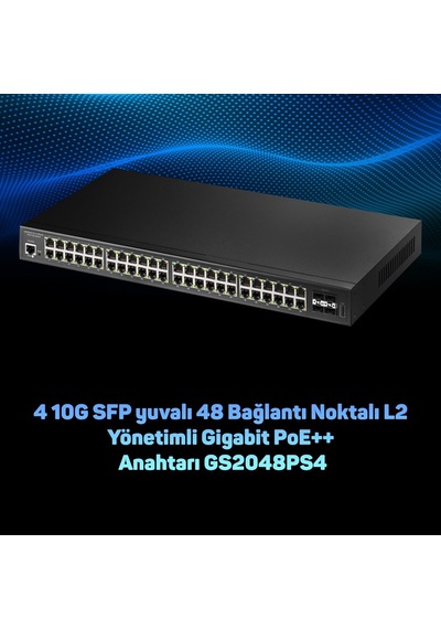 Cudy GS2048PS4 4 Sfp+ 48 Port Base-T Gigabit L2 Yönetilebilir 720 Wpoe++ Switch
