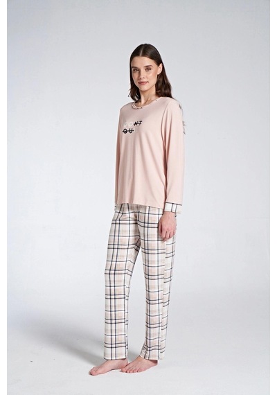 Pijadore Gd Goldoremi 1732 Don't Quıt Kadın Ekoseli Uzun Kollu Pijama Takım SOMON