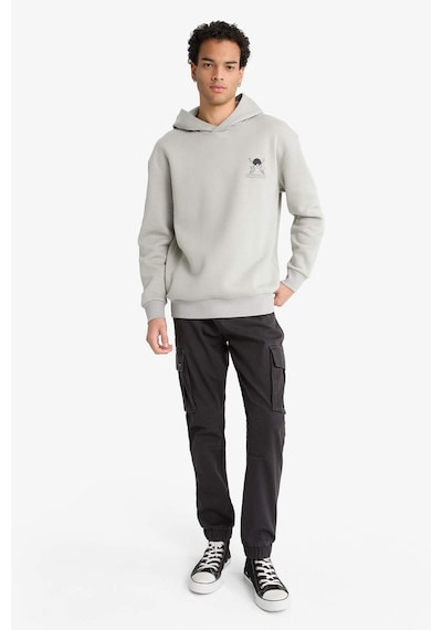 Defacto One Piece Boxy Fit Kapüşonlu Sırt Baskılı Sweatshirt E9297ax25augr454 Gri