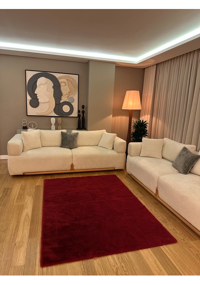 Ultra Soft Bordo Yumuşak Dokulu Peluş Halı Dikdörtgen