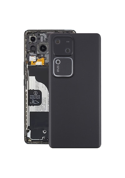 Vivo V30 Siyah Kamera Camlı Arka Cam Batarya Pil Kapağı Telefon Arka Kapak 55731325