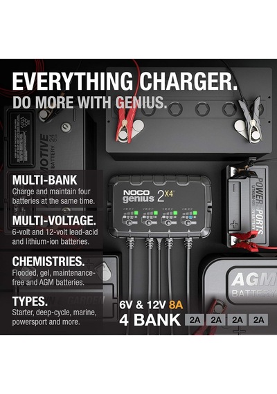 Noco Genıus2x4 6v/12v 40a Çoklu/4'lü Akıllı Akü Şarj Ve Akü Bakım/desülfatör
