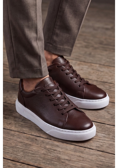 Liarca Asterio %100 Hakiki Deri Sararmayan Faylon Taban Sneaker Klasik Kahverengi Beyaz Ayakkabı Kahverengi - Beyaz