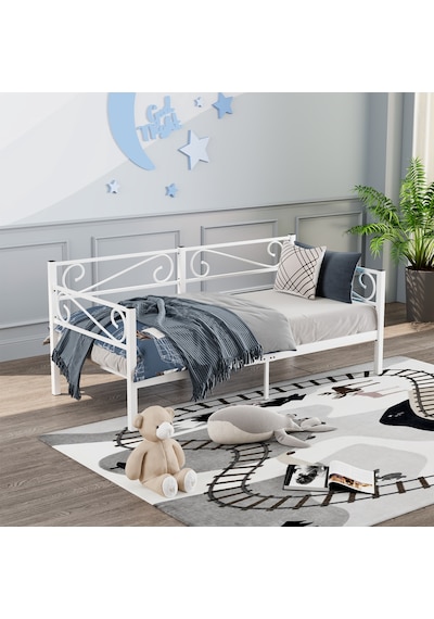 Luna Daybed Metal Karyola Beyaz Ölçü Seçenekli Tek Kişilik Luna Daybed Metal Karyola Beyaz Ölçü Seçenekli Tek Kişilik