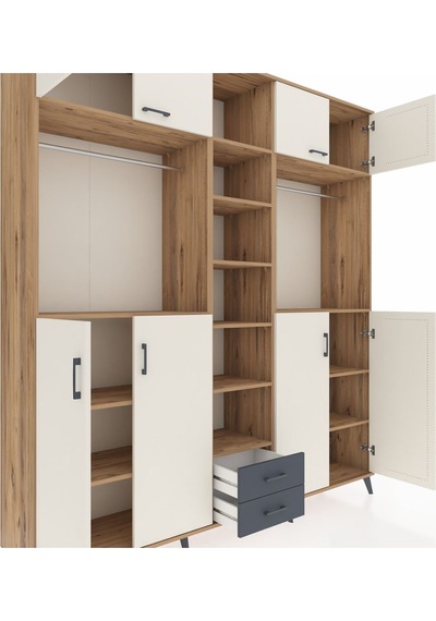 Hyperion Dolap 14 Raflı 2 Çekmeceli 2 Askılı 220x44x243 Çam-aytaşı/antrasit Aytası/antrasıt Hyperion Dolap 14 Raflı 2 Çekmeceli 2 Askılı 220x44x243 Çam-aytaşı/antrasit Aytası/antrasıt