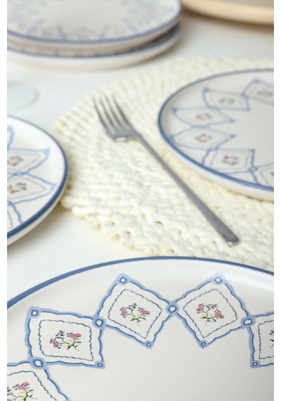 Keramika Floral Waves Nordic Pasta Tabağı 22 Cm 6 Adet 22669 Çok Renkli