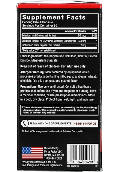 Force Factor, Longjack Tongkat Ali, 500 Mg, 30 Capsules