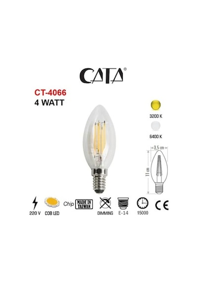 Cata Ct-4066 Rustik Led Buji Ampul(4W)