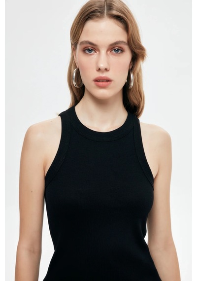 Ollacollection Halter Yaka Basic Fitilli Atlet Siyah