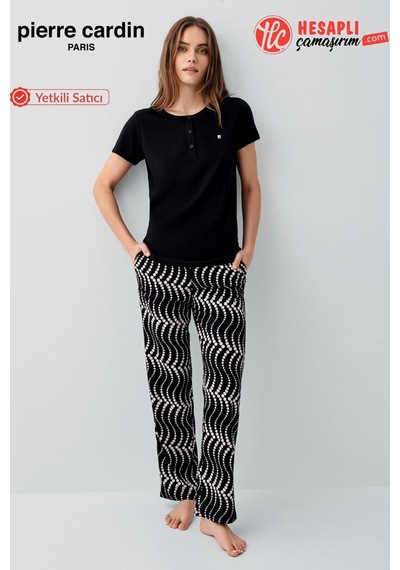 Pierre Cardin Premium Kadın Büyük Beden Modal Pamuklu Rahat Kalıp Kısa Kollu Pijama Takım Siyah Pierre Cardin Premium Kadın Büyük Beden Modal Pamuklu Rahat Kalıp Kısa Kollu Pijama Takım Siyah