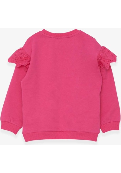 Breeze Kız Çocuk Sweatshirt Güpürlü 4-8 Yaş, Pembe Pembe