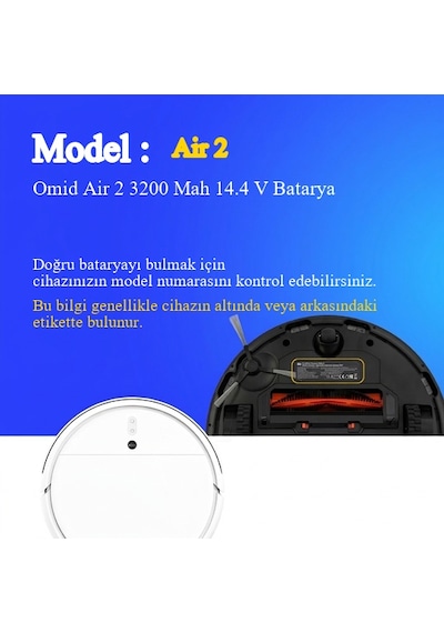 Omid Air 2 3200 Mah 14.4 V Batarya  Uyumlu Uzun Ömürlü, Yüksek Performans Pil