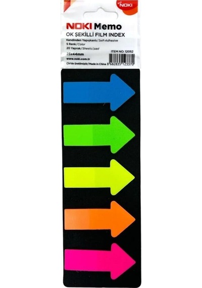 Noki İndex Ok Şekilli Film Postit Ayraç Yağışkanlı Not Kağıdı 5 Renk 25x44mm 12052