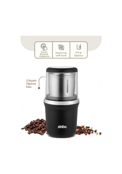 Krom Kenar Kahve - Baharat Öğütücü Çelik Bıçak - Ö.haznesi 100gr 200w Bas Çalıştır Kapak Mika Pls Sc Çok Renkli