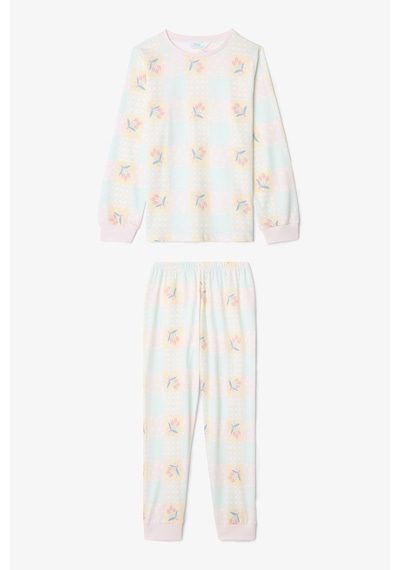Penti Optik Beyaz Kız Çocuk Çıtır Çiçek Desenli Uzun Kollu Pamuklu 2'li Pijama Takımı