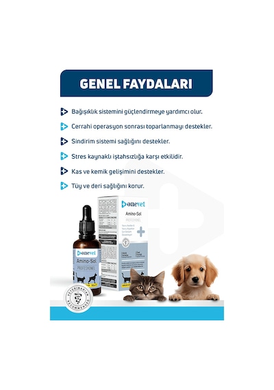 Onevet Yavru Kedi ve Köpekler İçin Gelişim Destekleyici Amino-Sol Damla 50 Ml