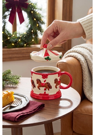 Karaca New Year Yılbaşı Carousel Kırmızı Kupa 450 Ml