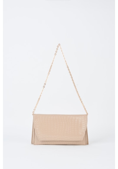 Vivaq Kadın Croco Vizon Zarf Tasarım 2 Bölmeli Mini Zincir Askılı Çıt Çıt Kapama Clutch Ve El Çantası VİZON
