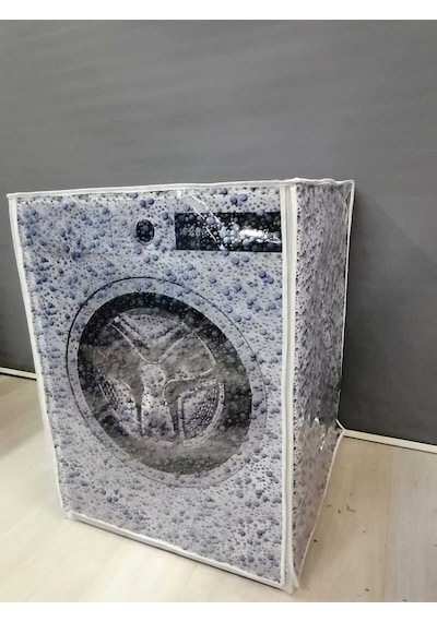 Damla Desenli Fermuarlı Çamaşır Ve Kurutma Makinesi Örtüsü Mavi