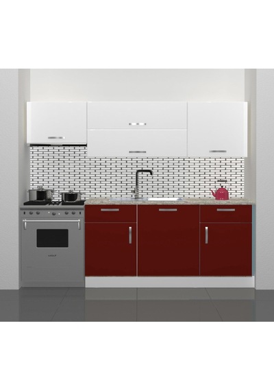 Decoraktiv Prestij 220 Mdf Hazır Mutfak Dolabı - Tezgah Dahil - Bordo Beyaz Beyaz - Kırmızı Decoraktiv Prestij 220 Mdf Hazır Mutfak Dolabı - Tezgah Dahil - Bordo Beyaz Beyaz - Kırmızı
