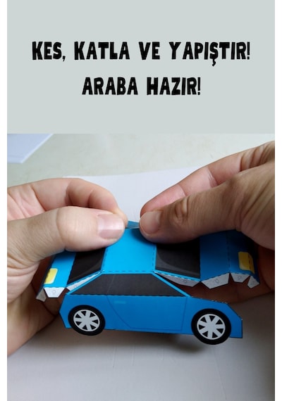 Kağıttan Maket Araba Yapıyoruz Şablonu, 5 Adet A4 Boyutta Kalın Ve Sert Kağıt.