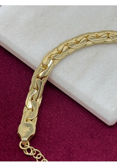 14 K Renginde Kalın Örgü Model Gold Bileklik Gold