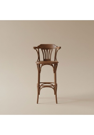 Thonet Kolçaklı Ahşap Bar Sandalyesi Ceviz