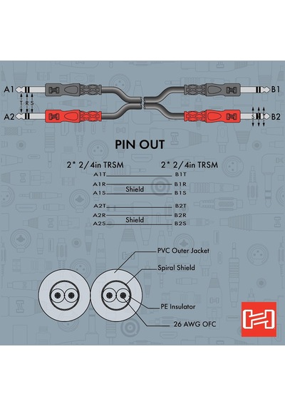 Dual 1/4 İnç Trs M - 1/4 İnç Trs M Balanslı Kablo 2 M Css-202