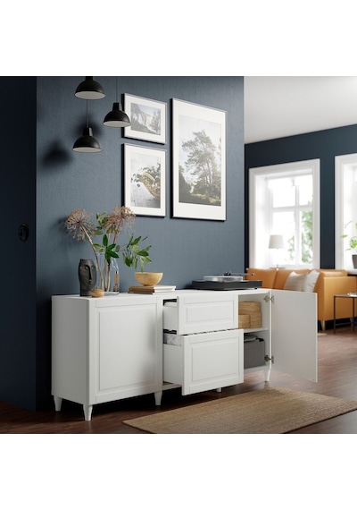 Dolap Kombinasyonu, Beyaz, 180x42x74 Cm, Smevıken, Çıt Çıt Raylı Beyaz