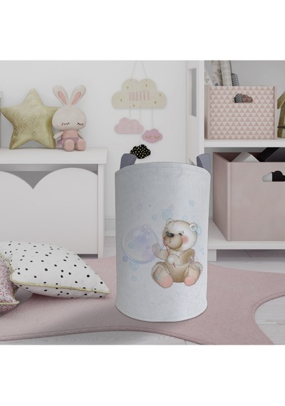 Mekta Home Bebek Ve Çocuk Odası Balon Çıkaran Ayıcık Desenli Oyuncak Sepeti Renkli Çok Renkli