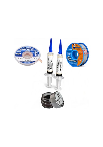Lehimleme Seti 0,8 Mm 40 Gr Lehim Teli 2 Li Flux Cp-3015 Lehim Fitili Havya Ucu Temizleme Kremi Seti St19
