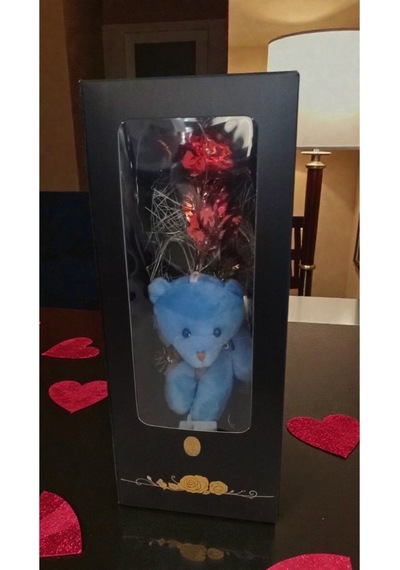 Sevgililer Gününe Özel Lüks Ayıcıklı Ledli Sonsuzluk Güllü Kutulu Boyut:28cm