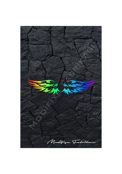 Melek Kanat Sticker Folyo - Hologram - 24 X 5.5 Cm