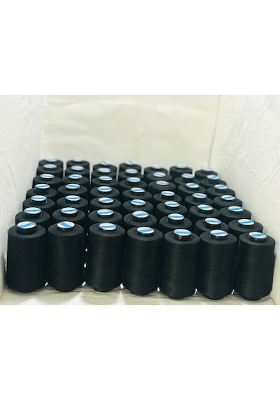 İplik Siyah 50'lı Koli Set Dikiş İpliği 120 No 5000mt. Polyester