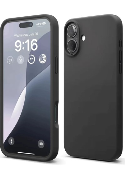 Newface Apple İphone 16 Plus Kılıf Nano İçi Kadife Silikon - Siyah